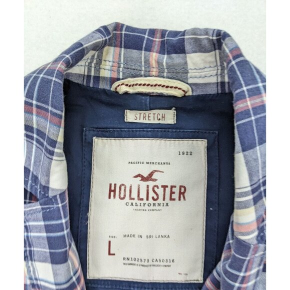 Hollister Women's Blazer Size L Blue Plaid 3/4 Sleeve Preppy - Picture 6 of 13